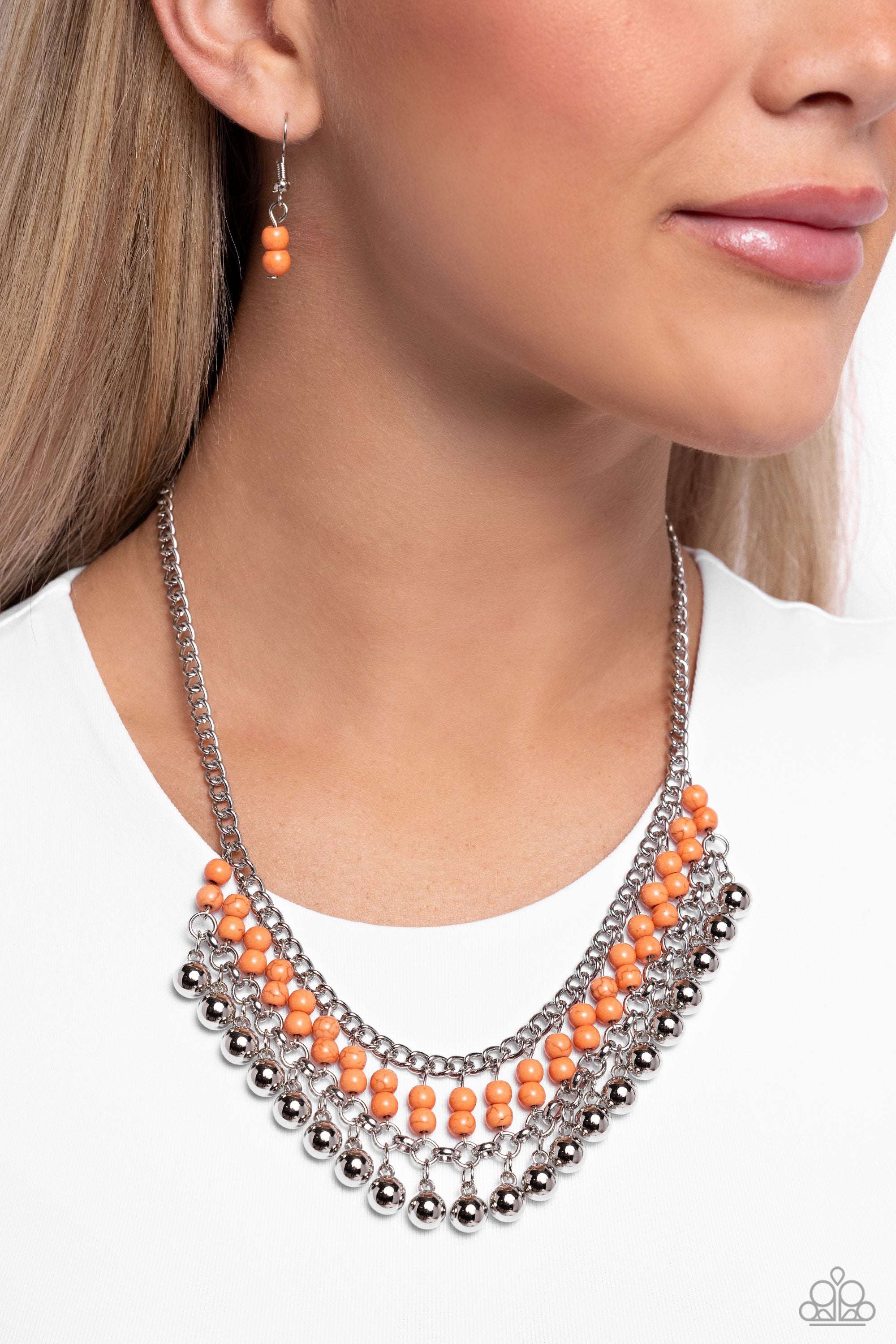 BEADED BLISS ORANGE-NECKLACE