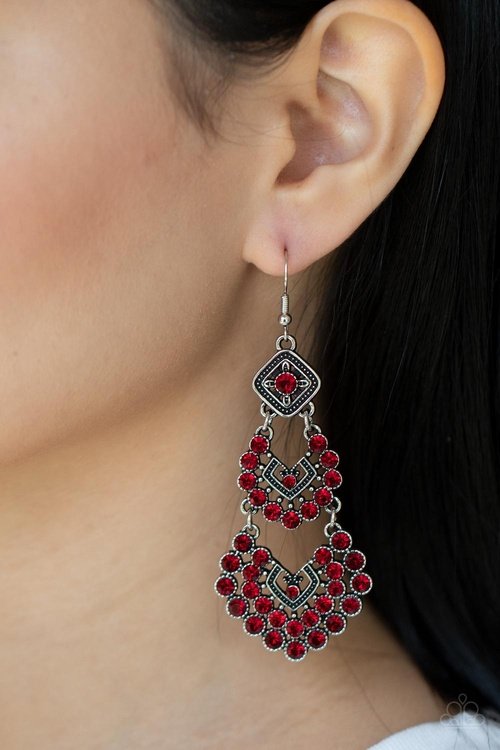 ALL FOR THE GLAM RED-EARRINGS