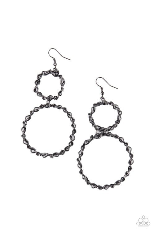 TWIST OF FABULOUS BLACK-EARRINGS