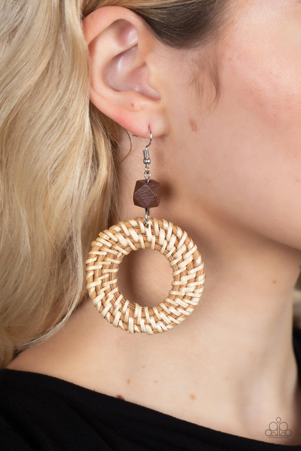 WILDLY WICKER BROWN-EARRINGS