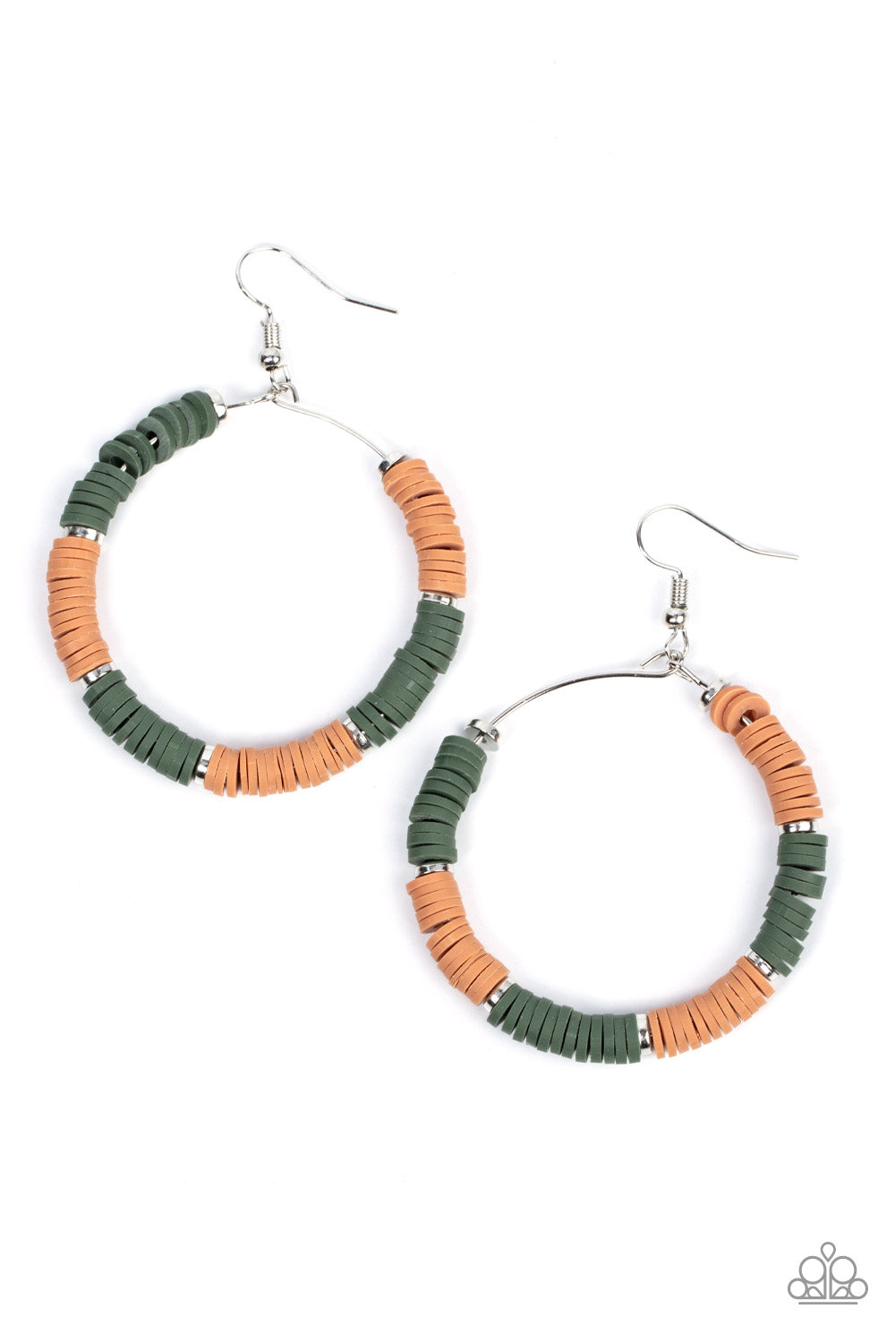 SKILLFULLY STACKED GREEN-EARRINGS