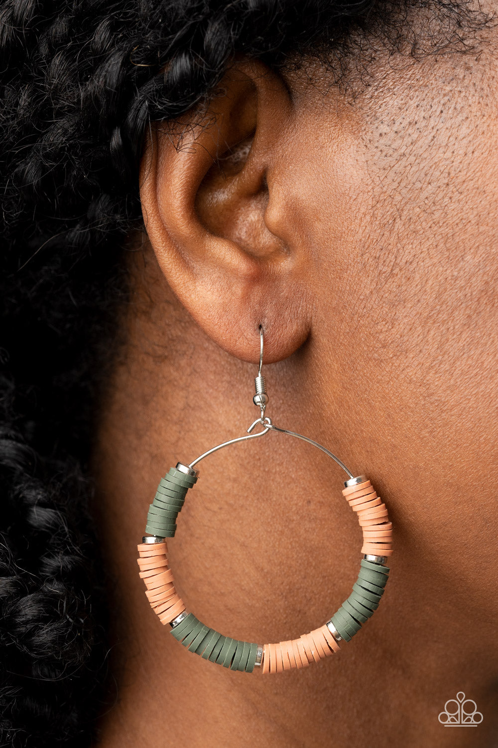 SKILLFULLY STACKED GREEN-EARRINGS