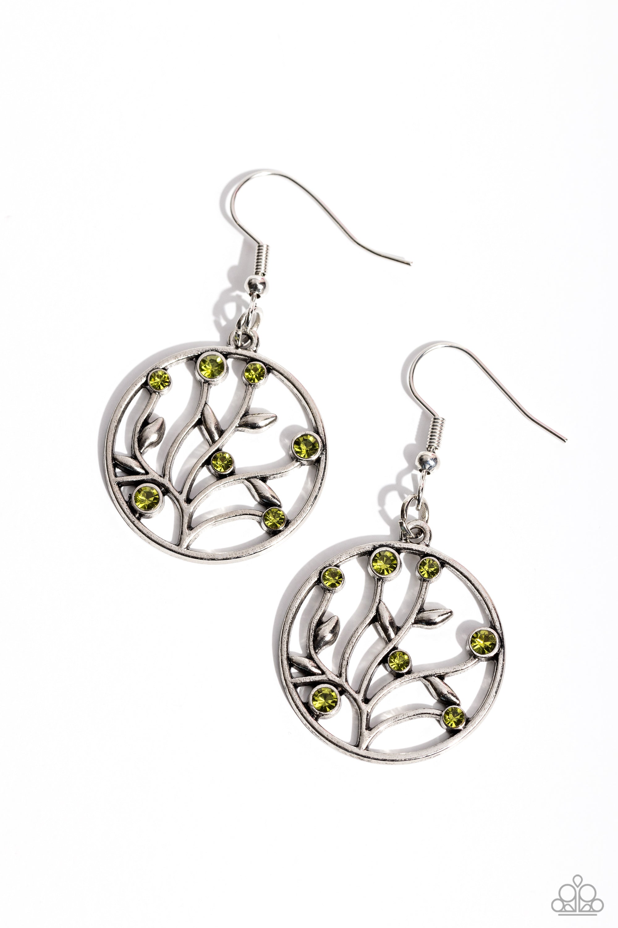 BEDAZZLINGLY BRANCHING GREEN-EARRINGS