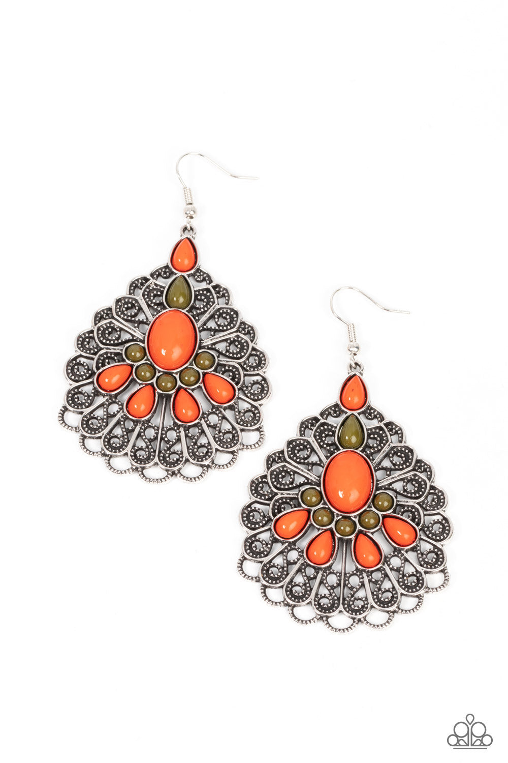 PEACOCK PRANCE ORANGE-EARRINGS