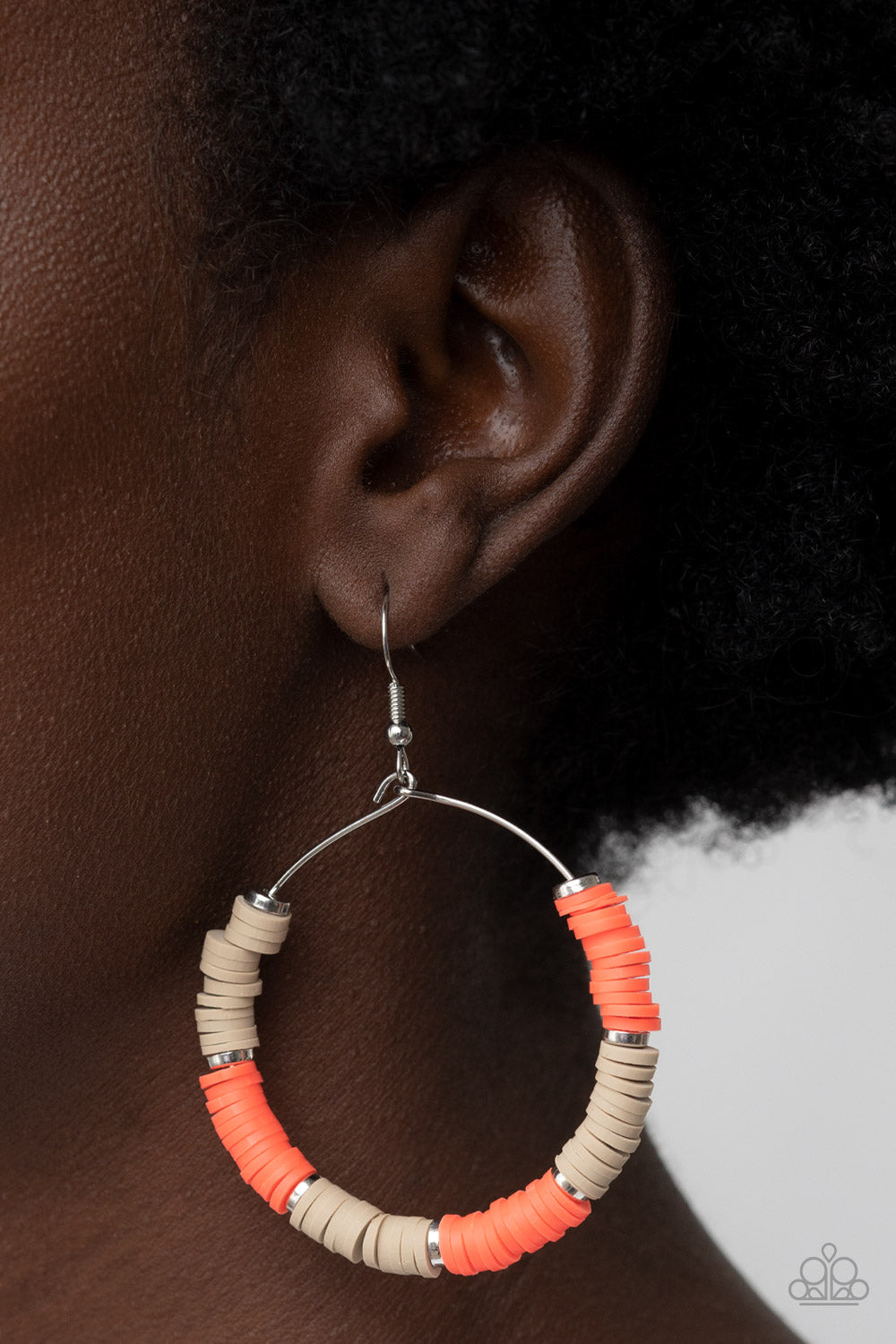 SKILLFULLY STACKED ORANGE-EARRINGS