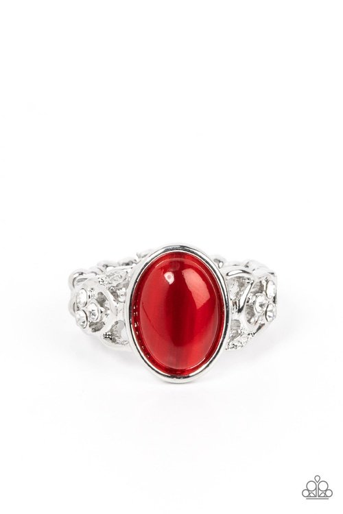 CRYSTALS AND CATS EYE RED-RING