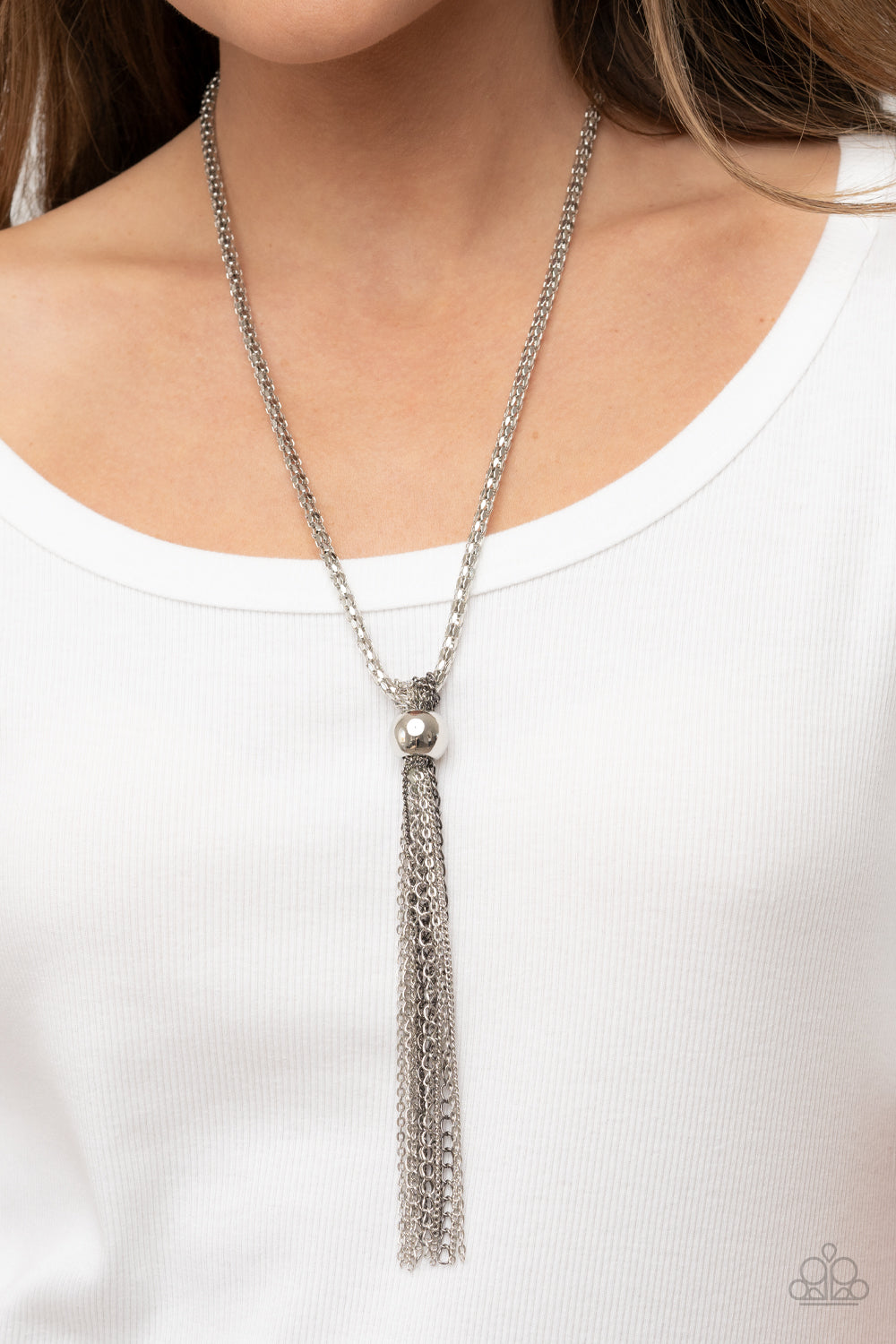 METALLIC MESH-UP SILVER-NECKLACE