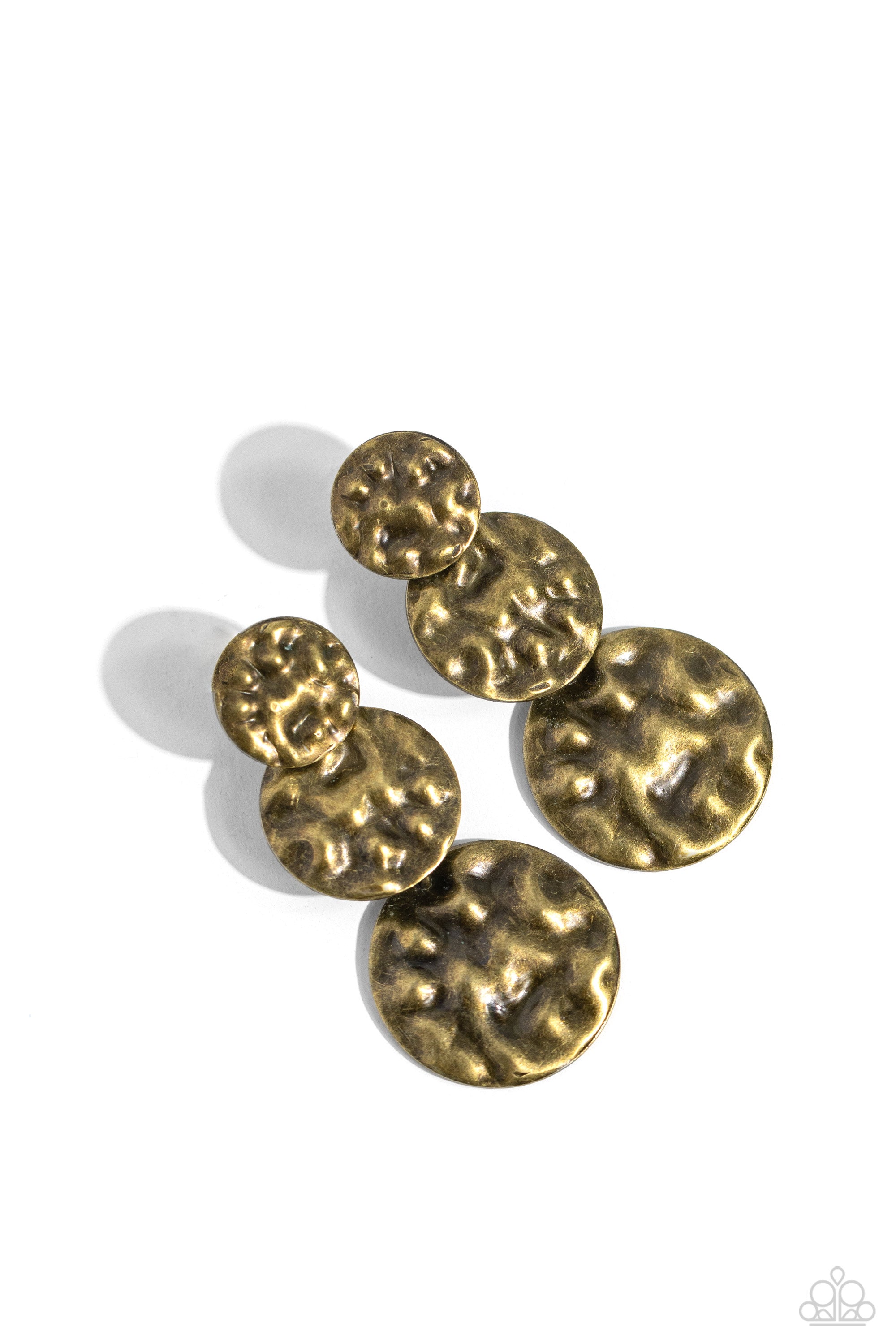 TRIPLE THREAT TEXTURE BRASS-EARRINGS