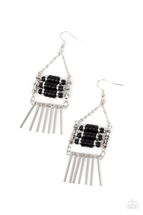 TRIBAL TAPESTRY BLACK-EARRINGS