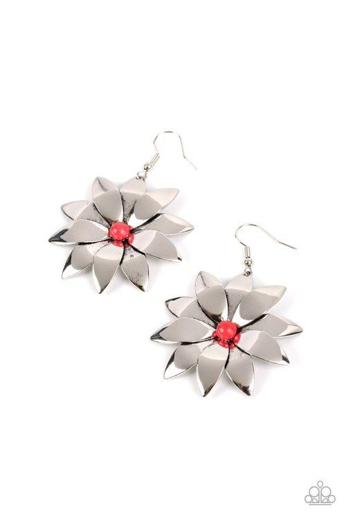 PINWHEEL PRAIRIES RED-EARRINGS