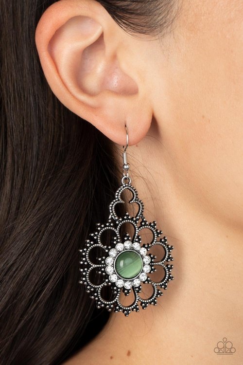 FLORAL RENAISSANCE GREEN-EARRINGS