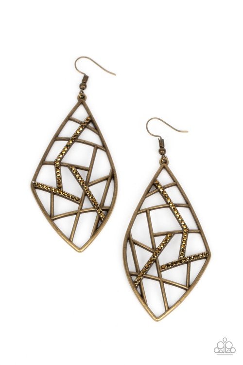 GEO GRID BRASS-EARRINGS