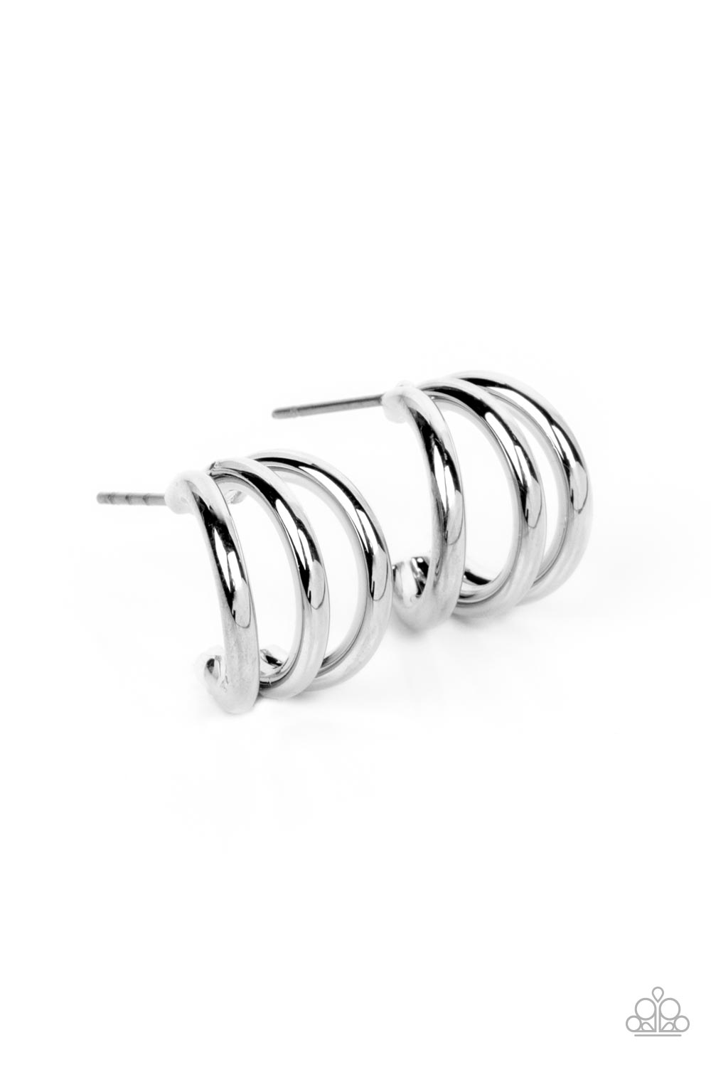 TRIPLE DOWN SILVER-EARRINGS