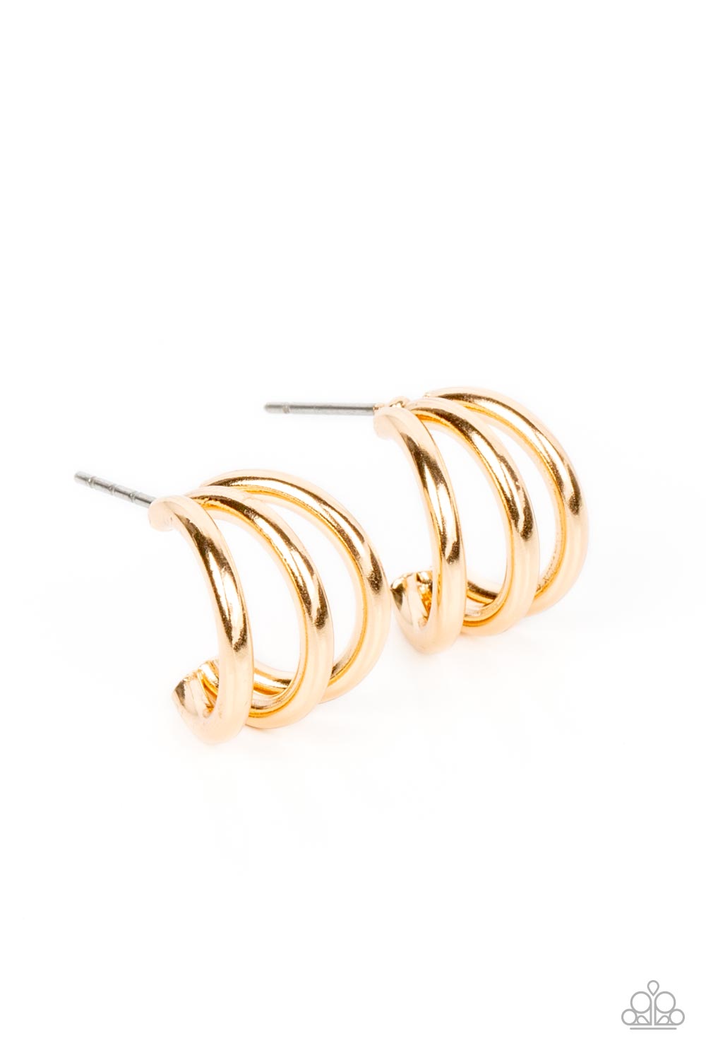 TRIPLE DOWN GOLD-EARRINGS