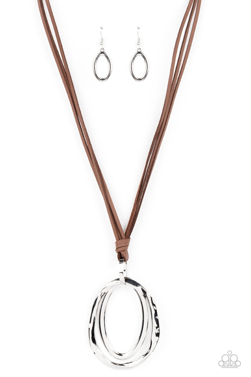 LONG OVAL DUE BROWN-NECKLACE