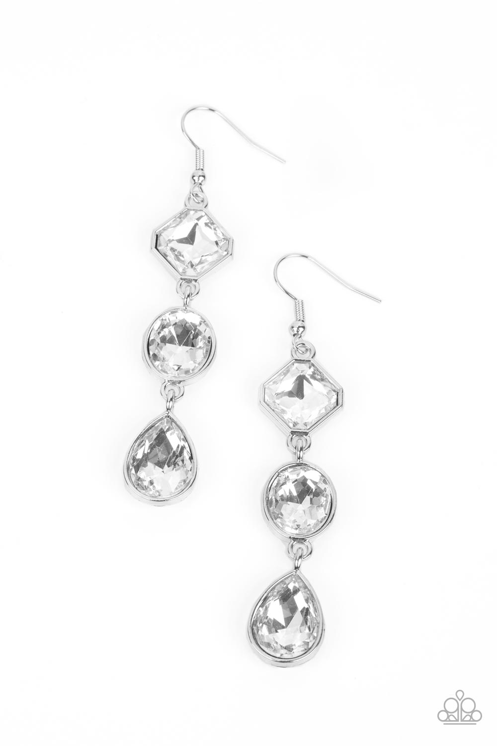 REFLECTIVE RHINESTONES WHITE-EARRINGS