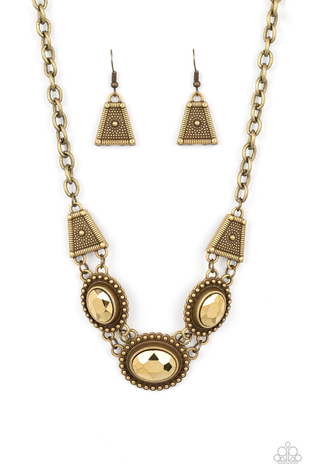 TEXTURED TRAPEZOID BRASS-NECKLACE