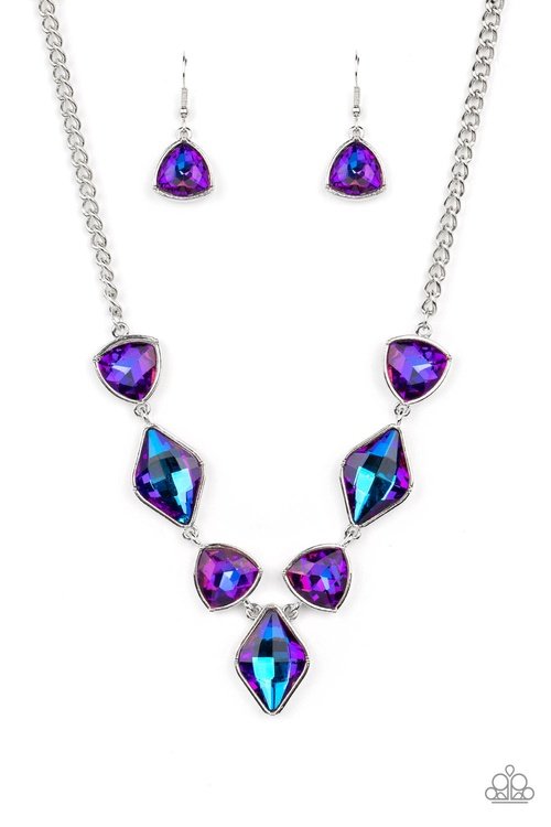 GLITTERING GEOMETRICS PURPLE-NECKLACE