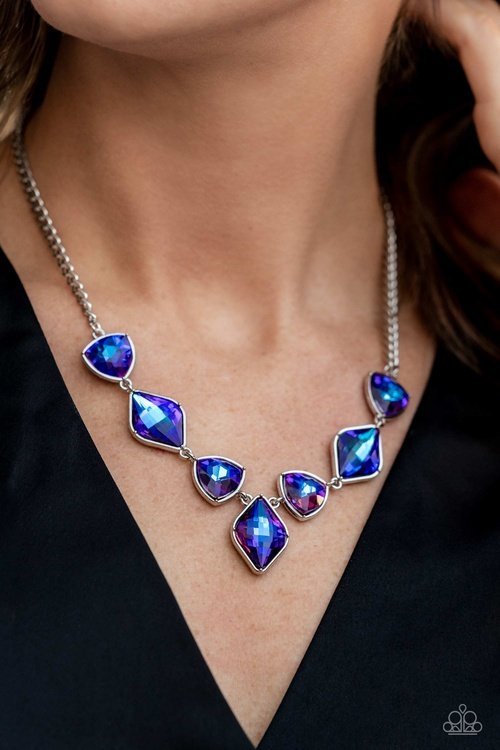 GLITTERING GEOMETRICS PURPLE-NECKLACE