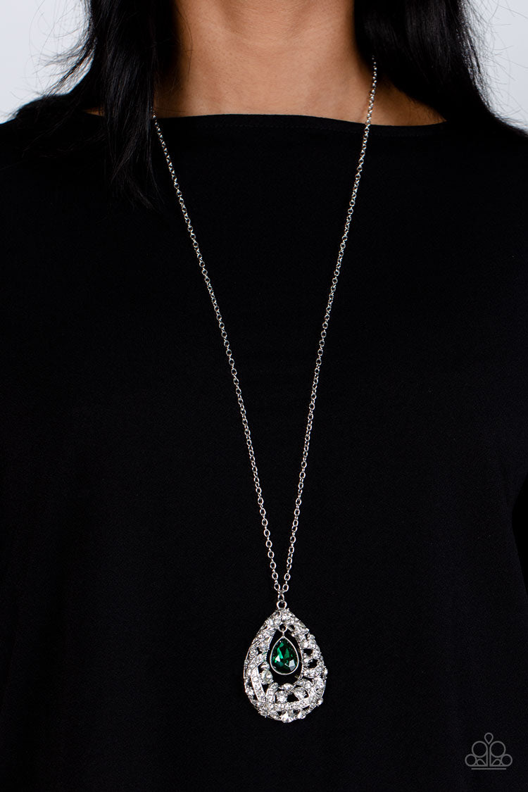 GLITZ AND GLOW GREEN-NECKLACE