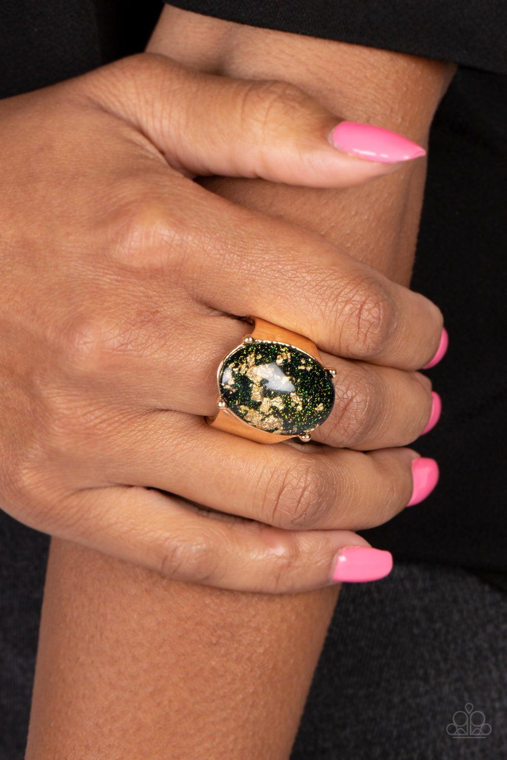 GOLD LEAF GLAM BLACK-RING