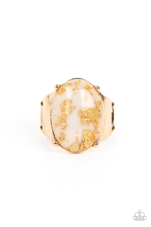 GOLD LEAF GLAM WHITE-RING