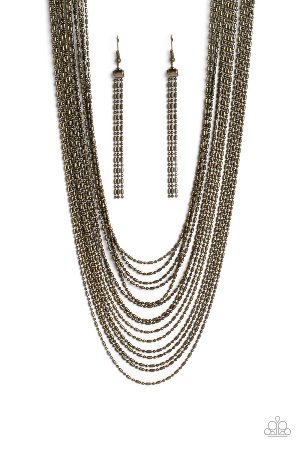 CASCADING CHAINS BRASS-NECKLACE