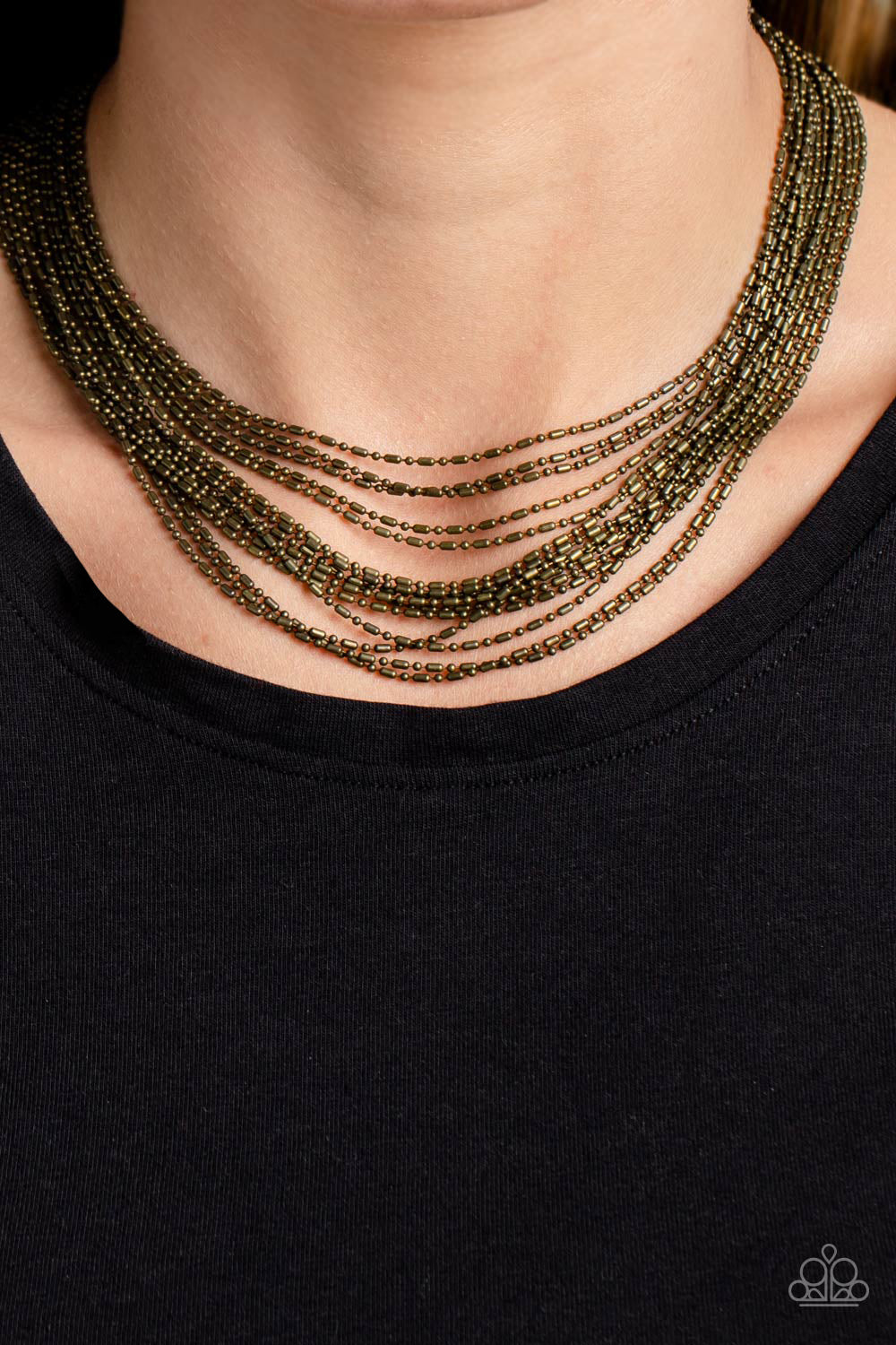 CASCADING CHAINS BRASS-NECKLACE