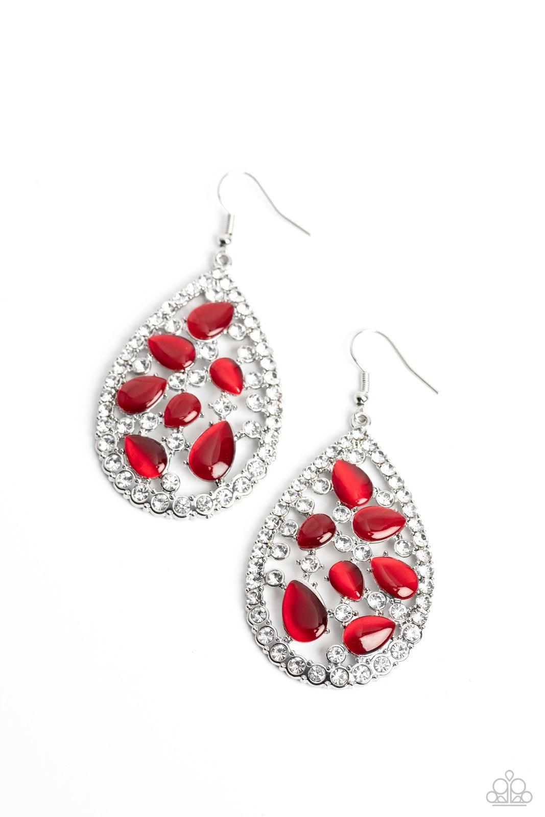 CATS EYE CLASS RED-EARRINGS