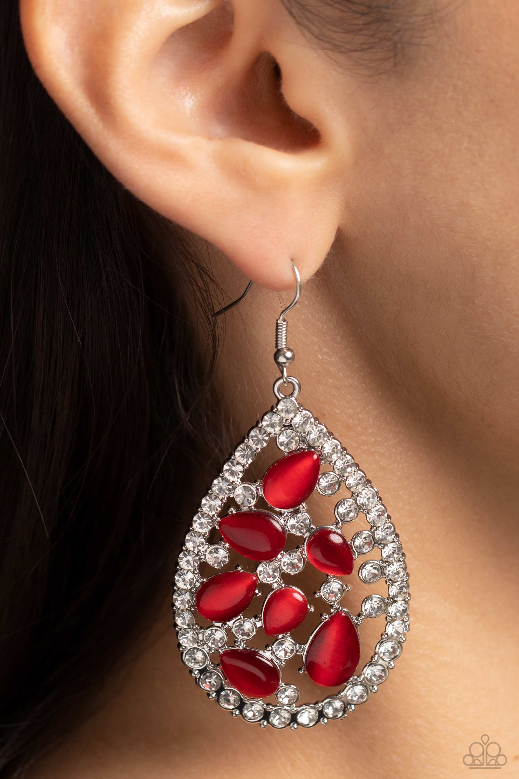 CATS EYE CLASS RED-EARRINGS