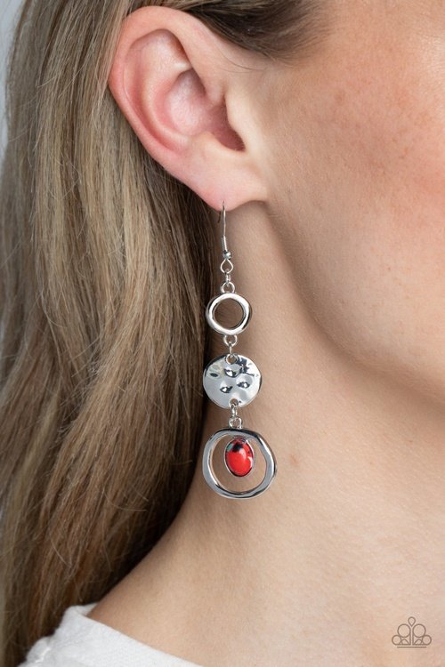 MARBLE MONTAGE RED-EARRINGS