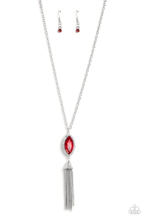 TASSEL TABLOID RED-NECKLACE