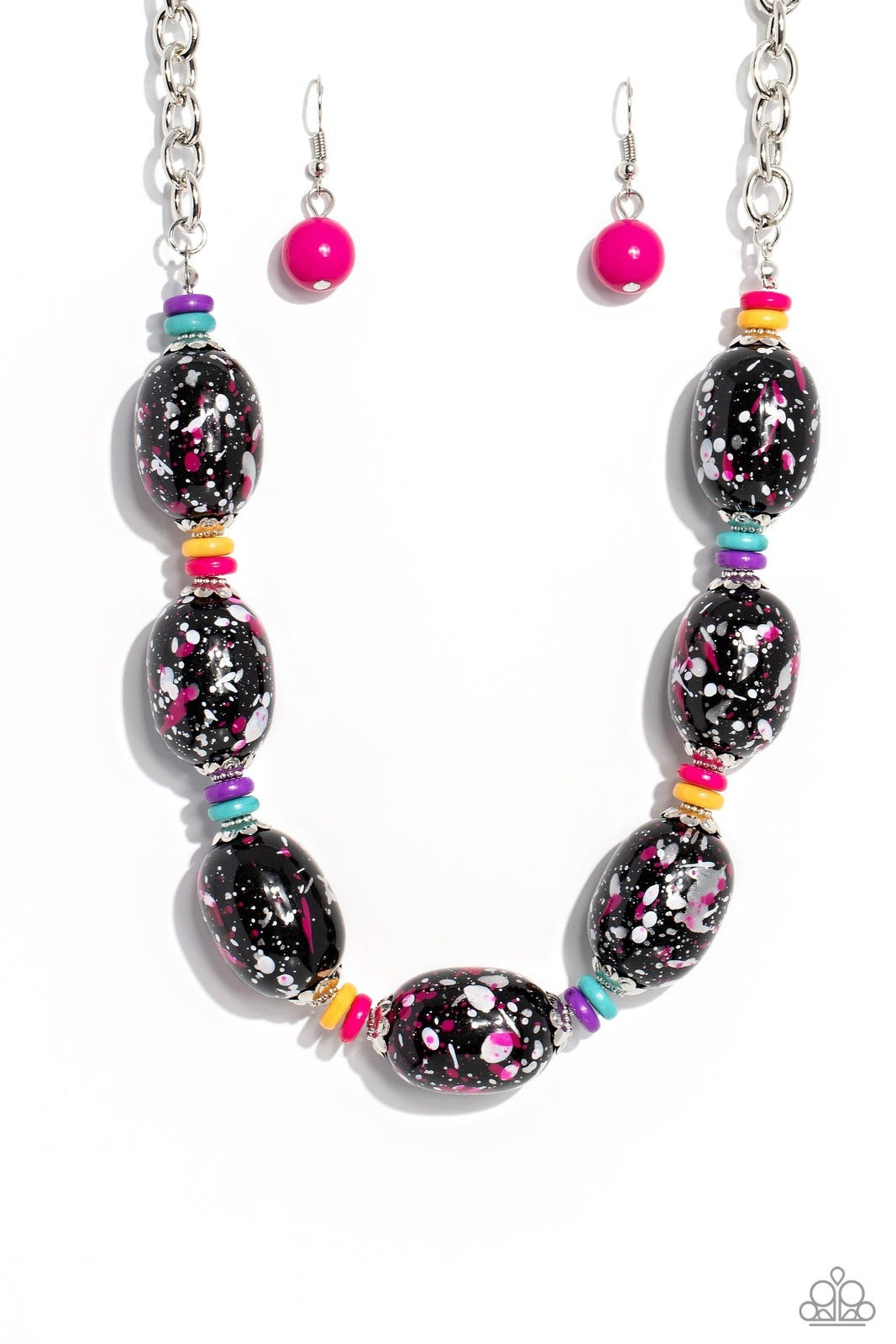 NO LAUGHING SPLATTER PINK-NECKLACE