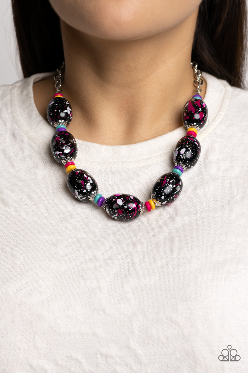 NO LAUGHING SPLATTER PINK-NECKLACE