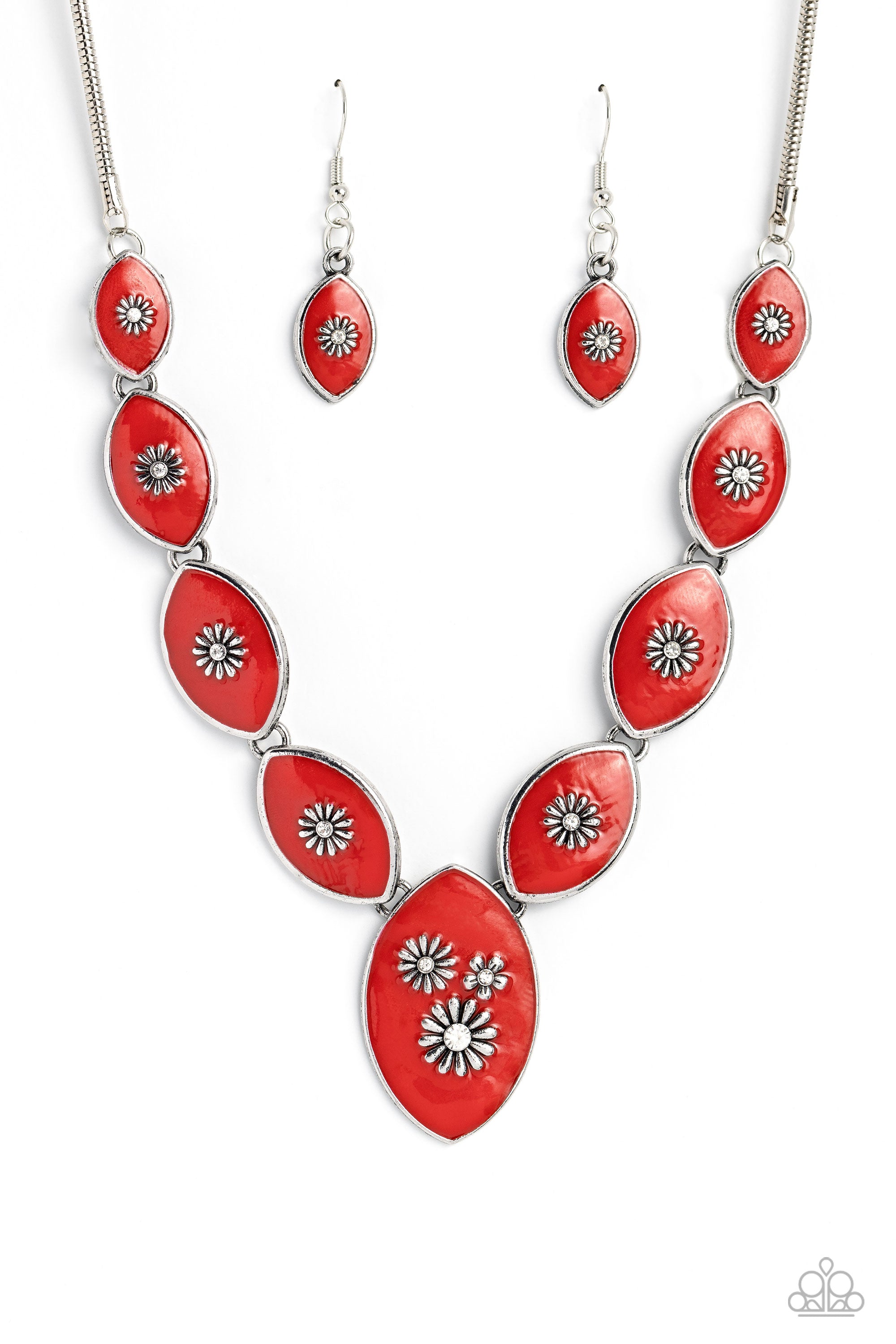 PRESSED FLOWERS RED-NECKLACE