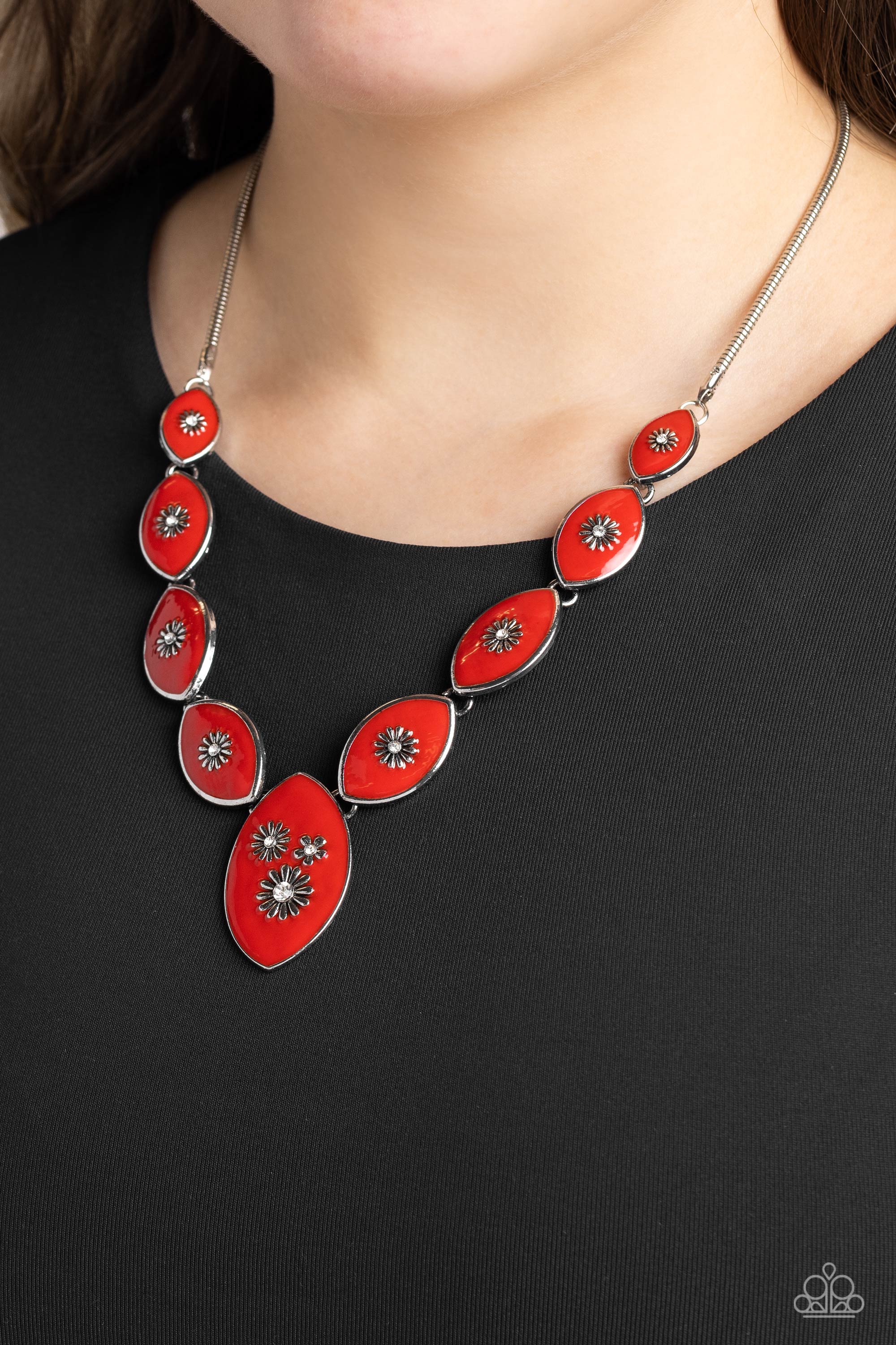 PRESSED FLOWERS RED-NECKLACE