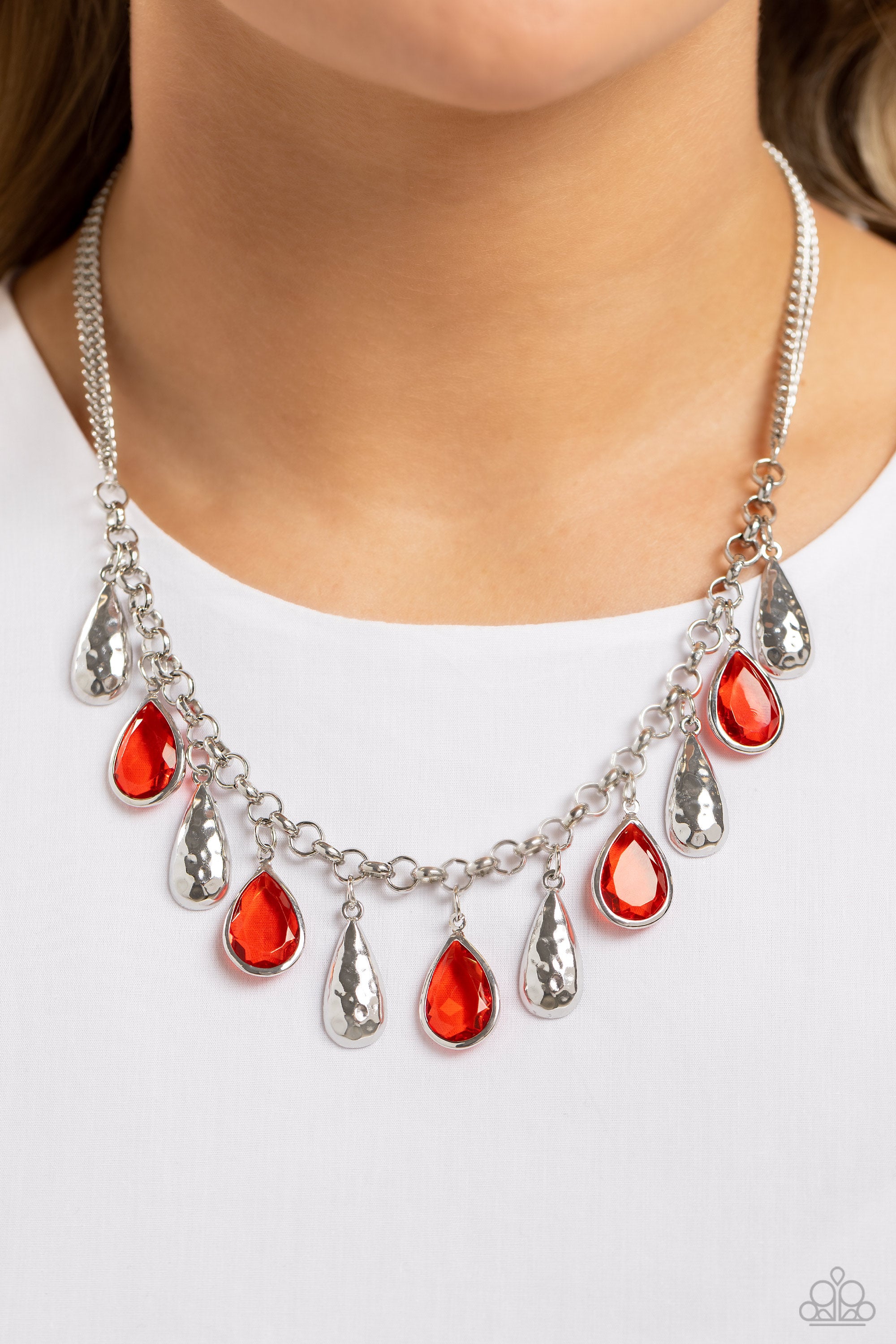 TEARDROP TIMBRE RED-NECKLACE