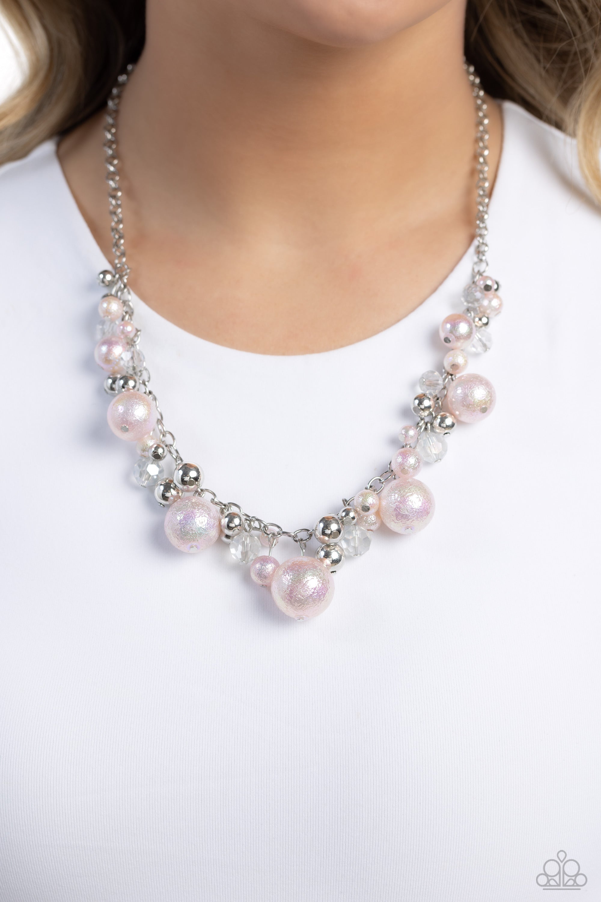 SCRATCHED SHIMMER PINK-NECKLACE