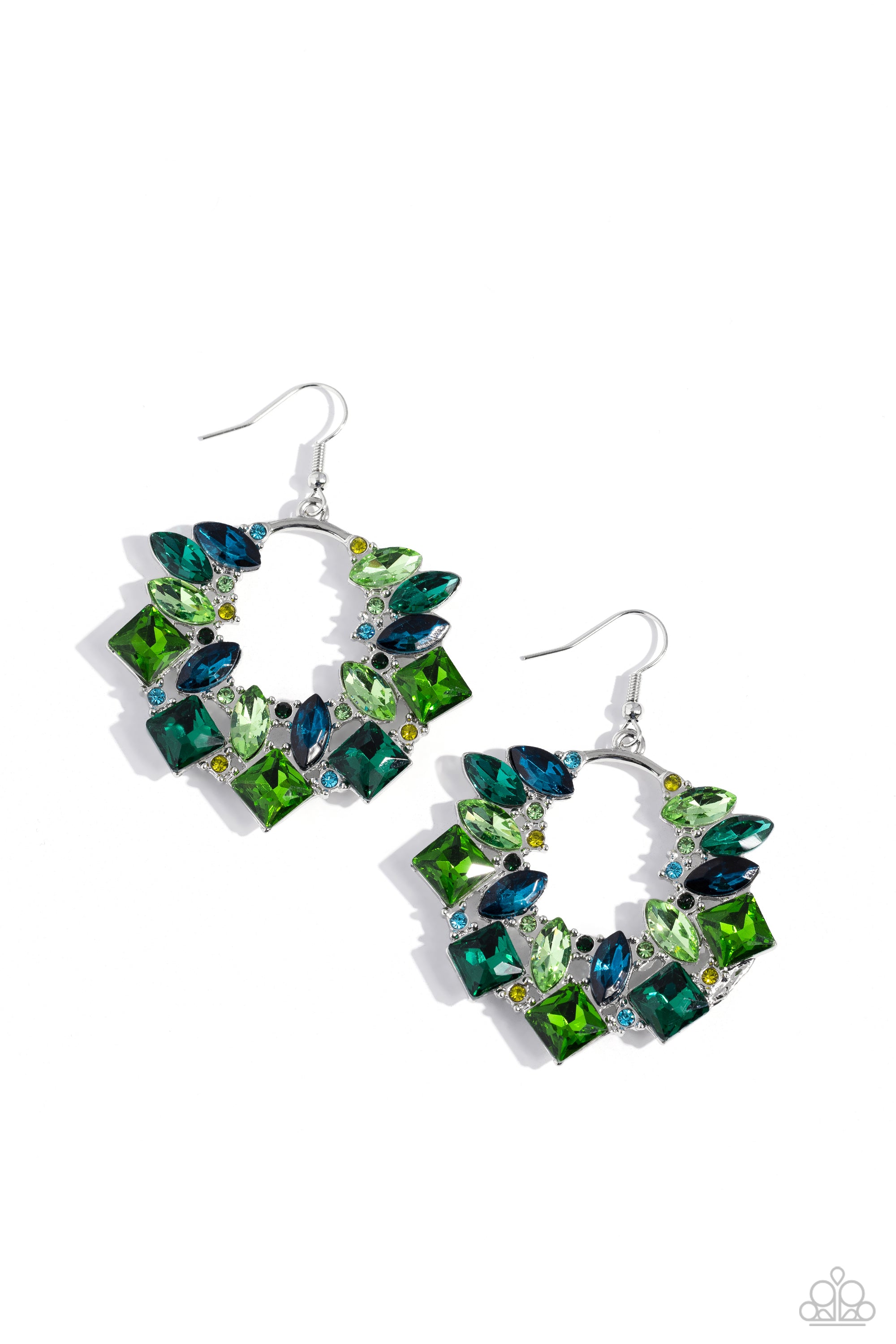 Wreathed in Watercolors Green-earrings