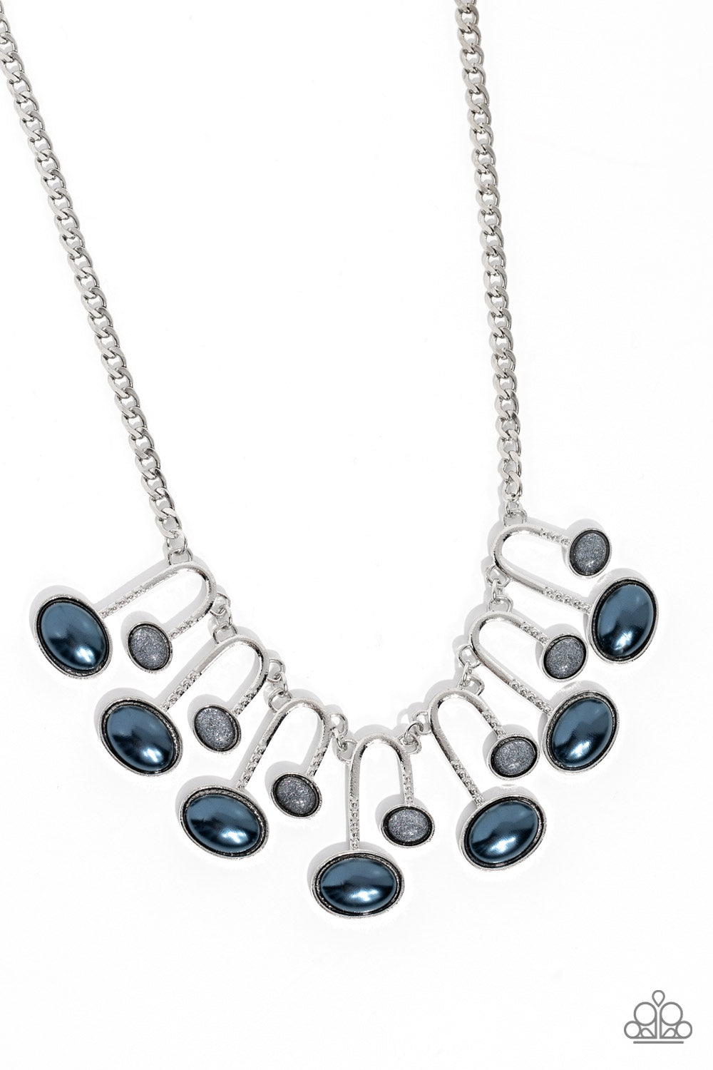 ABSTRACT ADORNMENT BLUE-NECKLACE