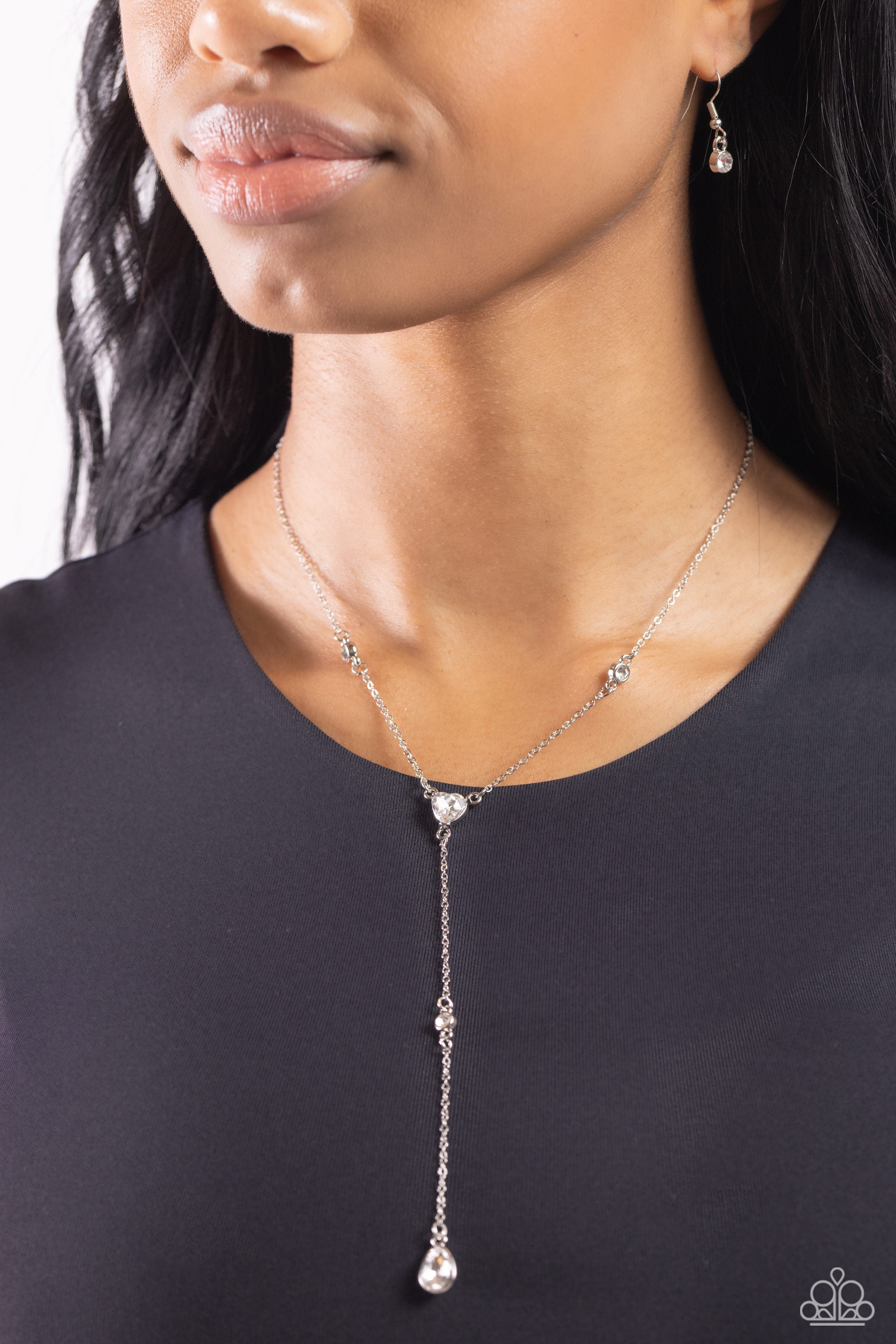 LAVISH LARIAT WHITE-NECKLACE