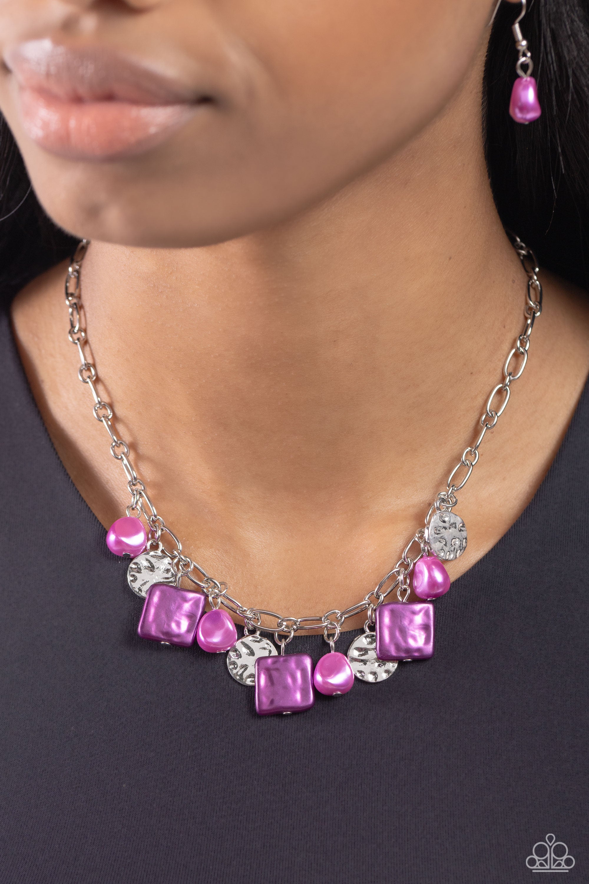 SOPHISTICATED SQUARED PURPLE-NECKLACE