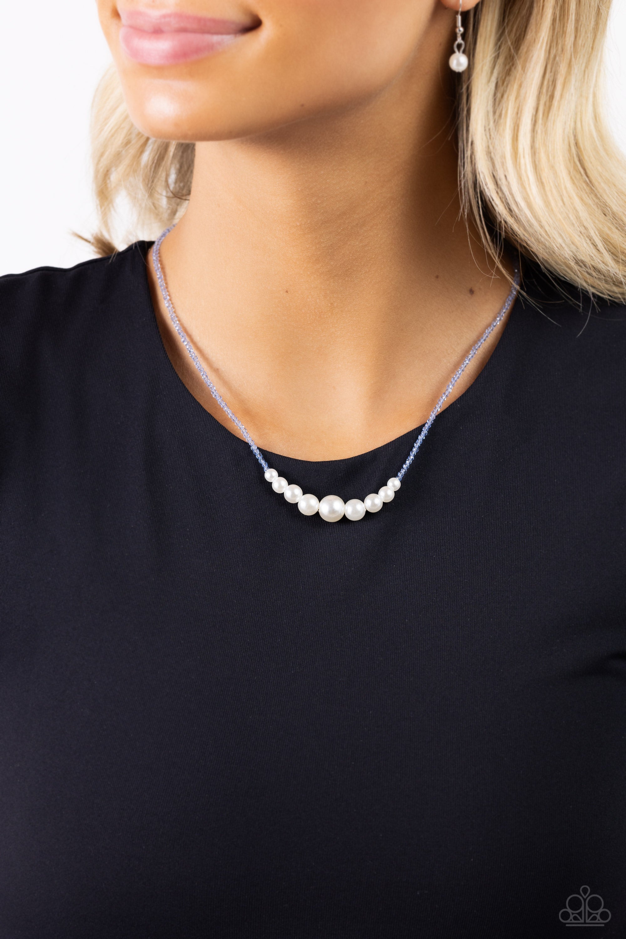 WHITE COLLAR WHIMSY BLUE-NECKLACE