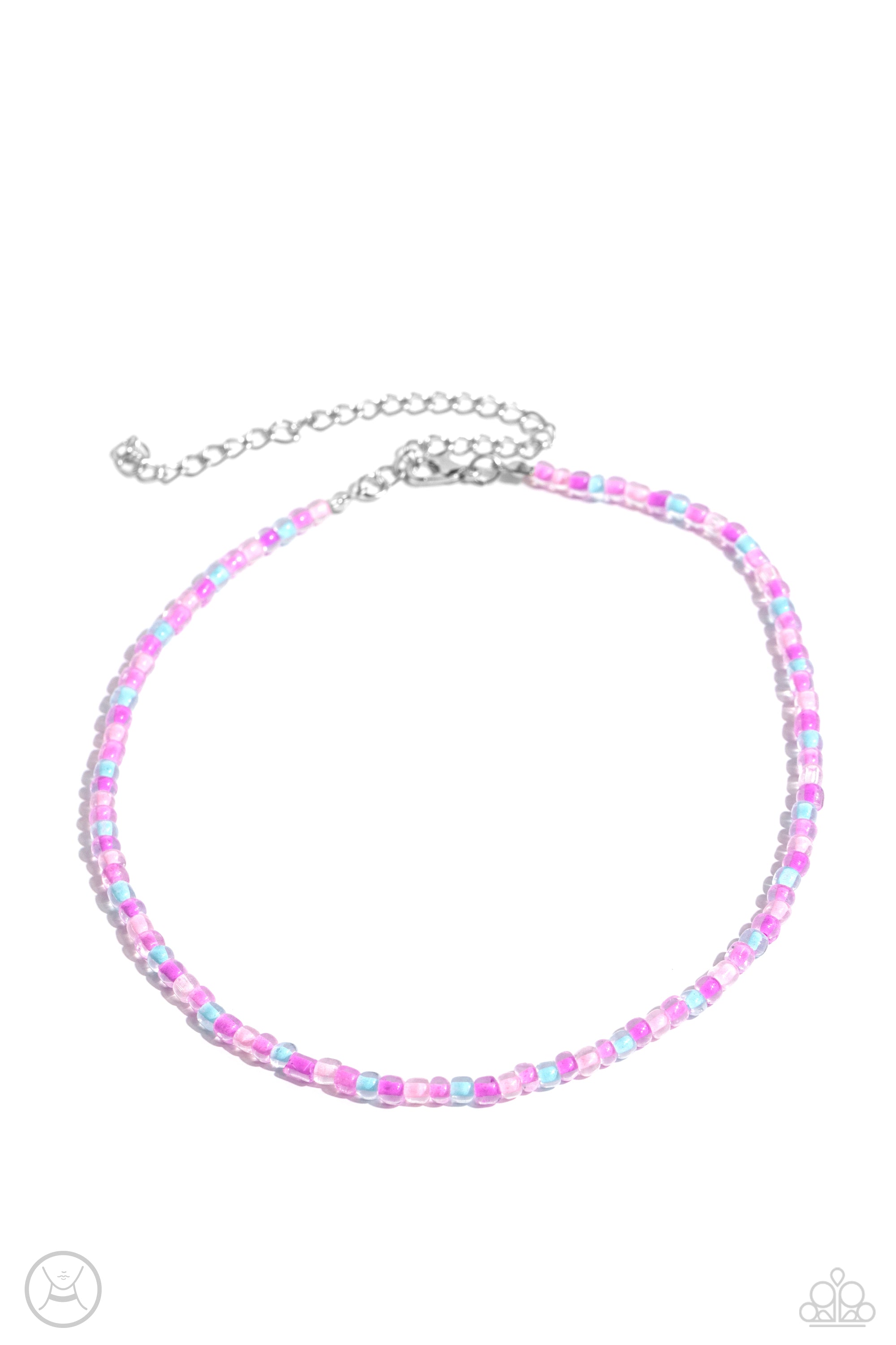 COLORFULLY GLASSY PINK-NECKLACE