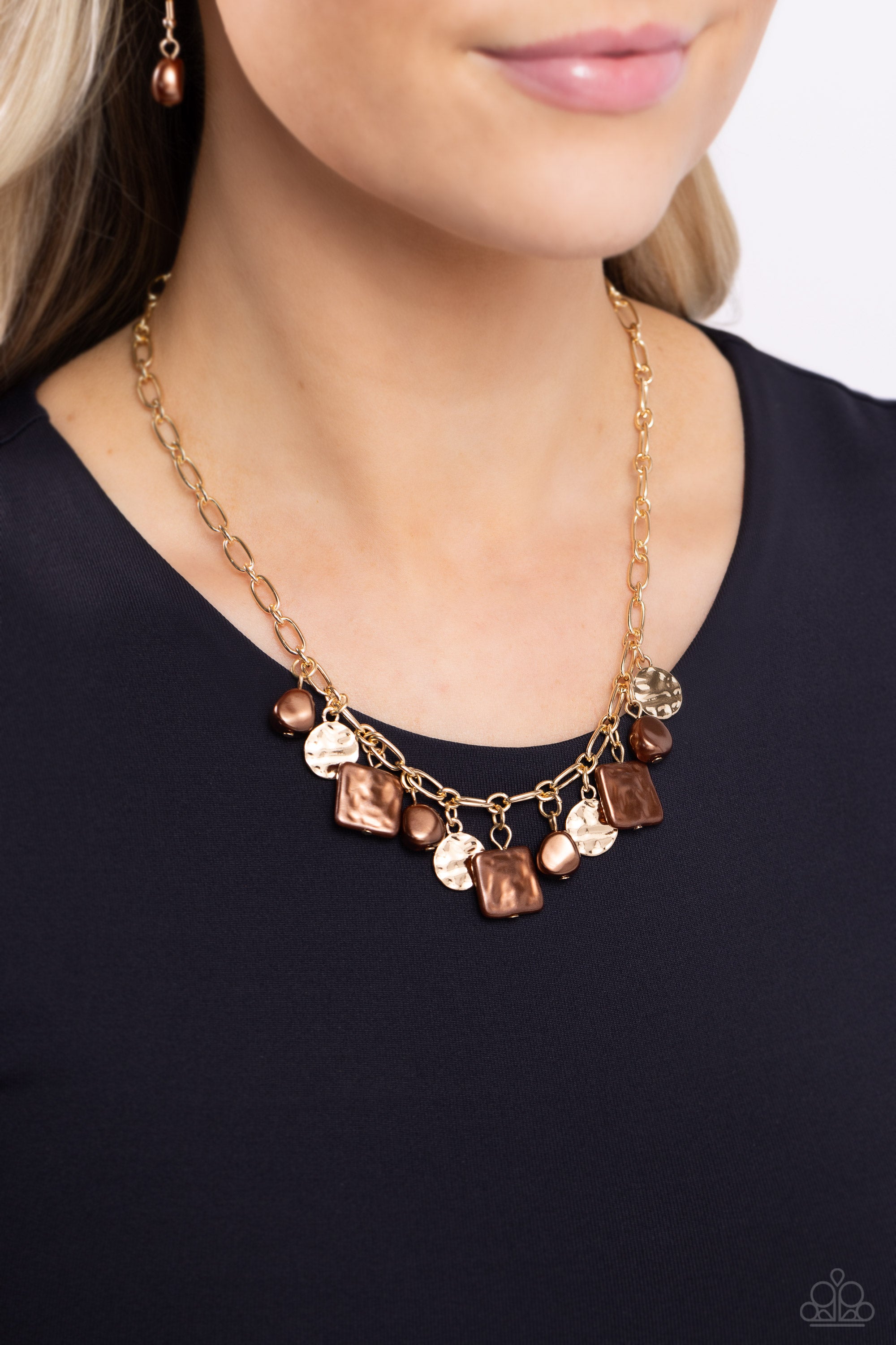 SOPHISTICATED SQUARED BROWN-NECKLACE