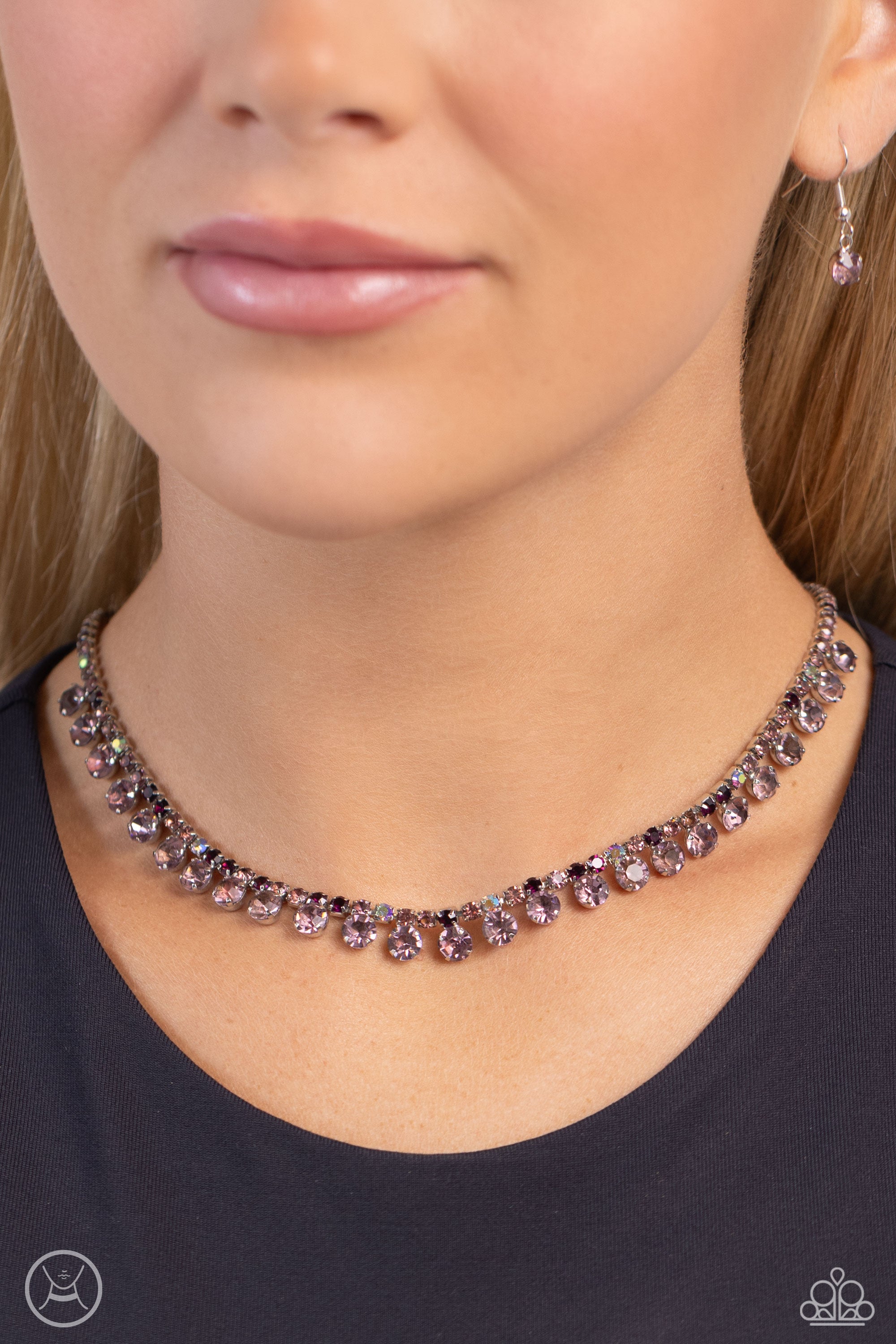 RITZY RHINESTONES PURPLE-NECKLACE