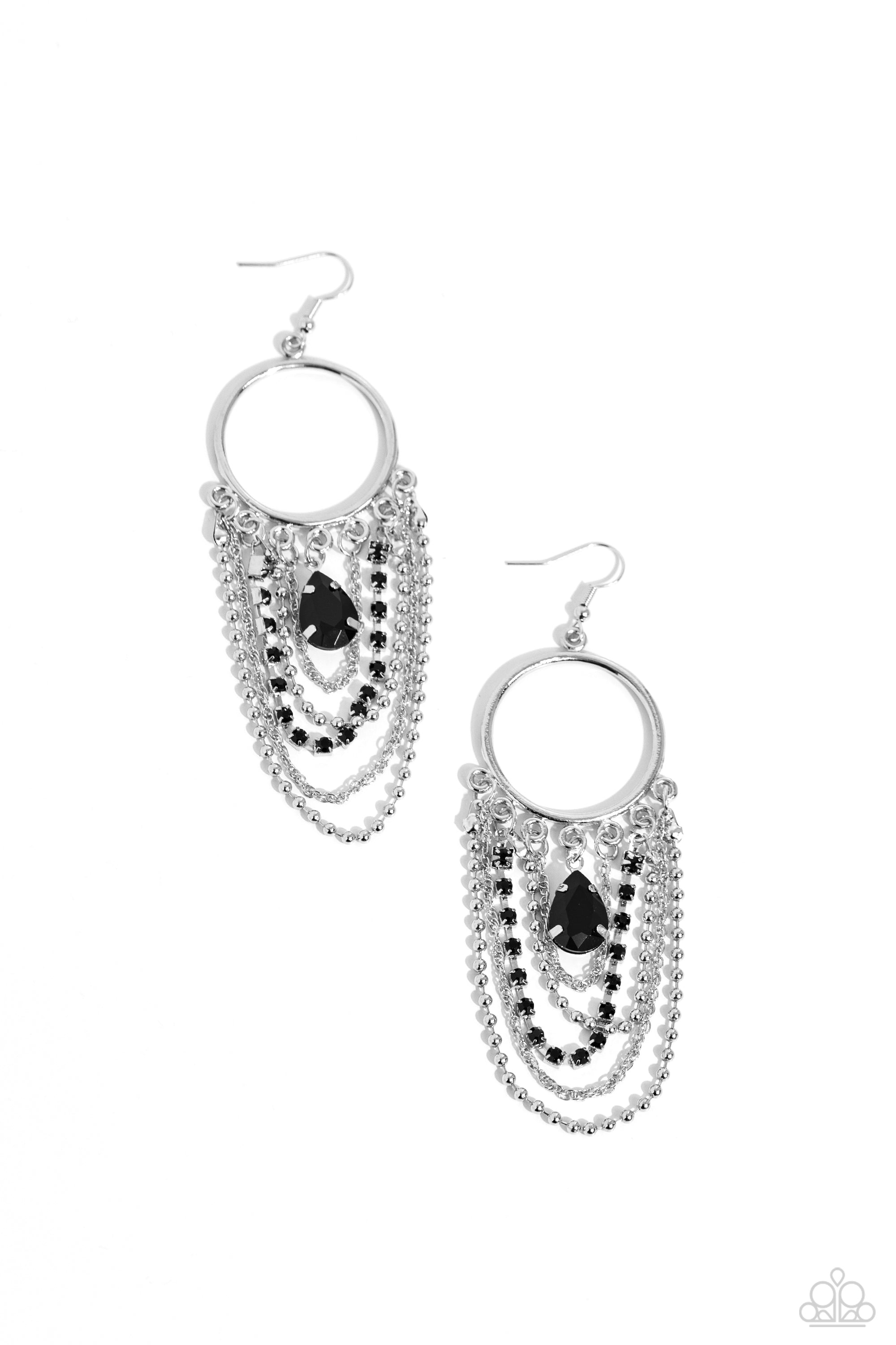 CASCADING CLASH BLACK-EARRINGS