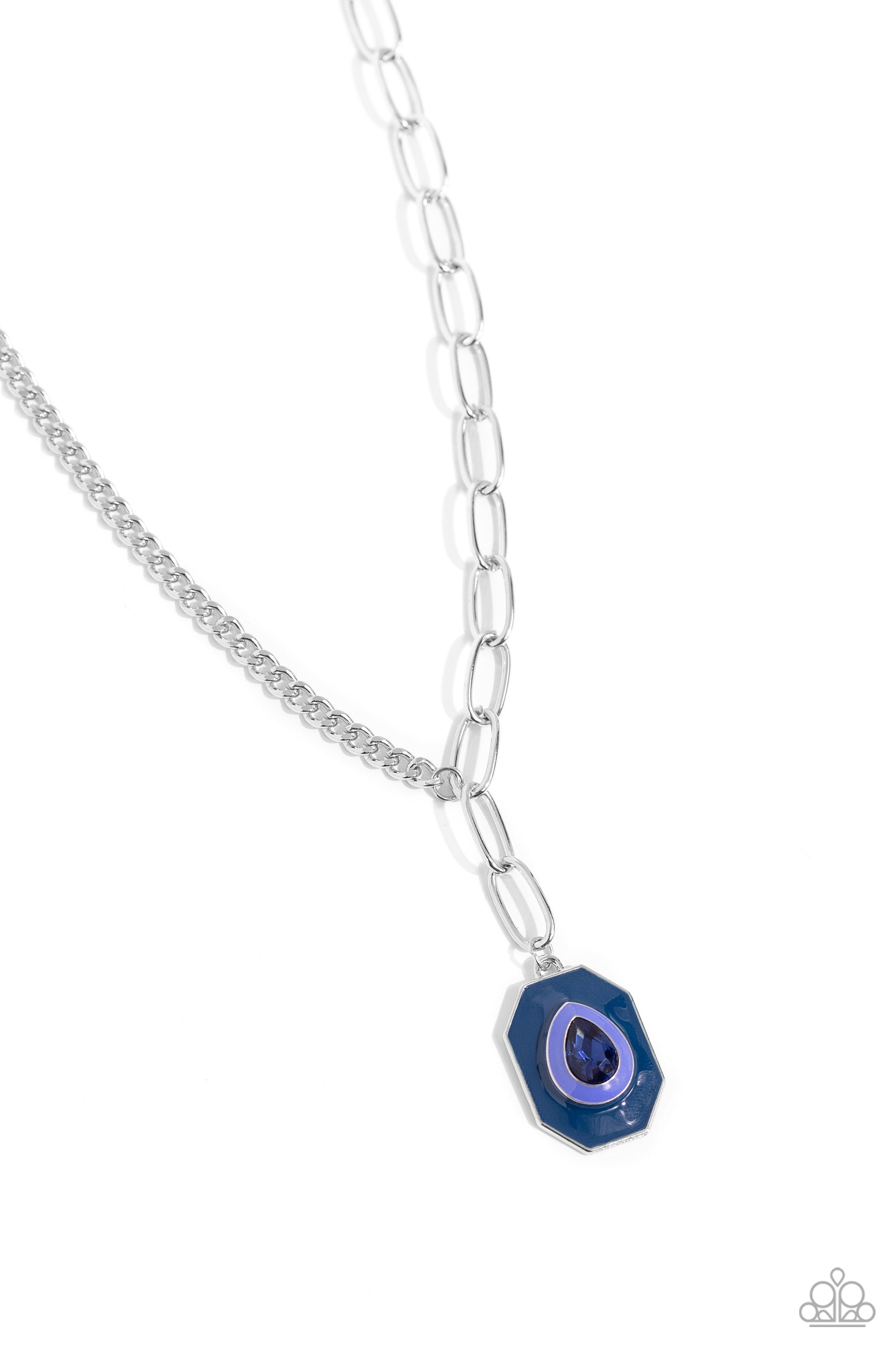 HEXAGONAL HALLMARK BLUE-NECKLACE