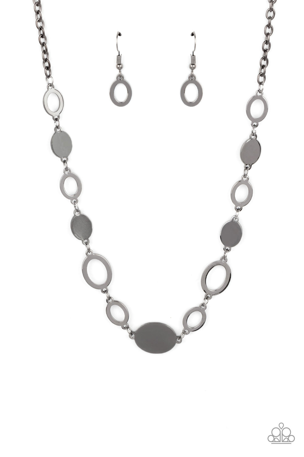 WORKING OVAL TIME BLACK-NECKLACE