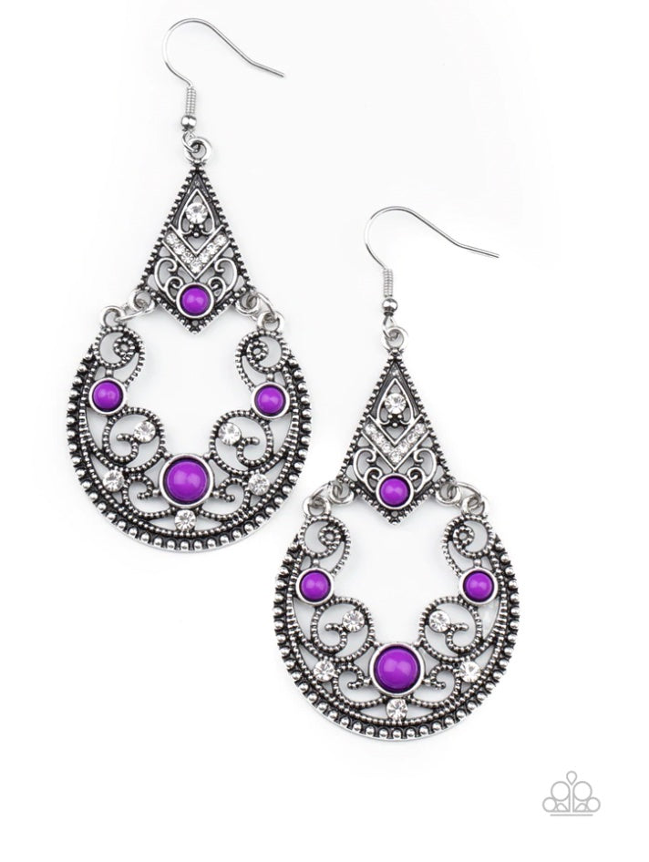 BOHEMIAN BALL PURPLE-EARRINGS